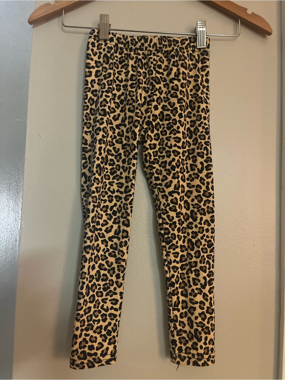 Pink velvet girls leopard print leggings sz 4 stretch pull-on pants Brown black